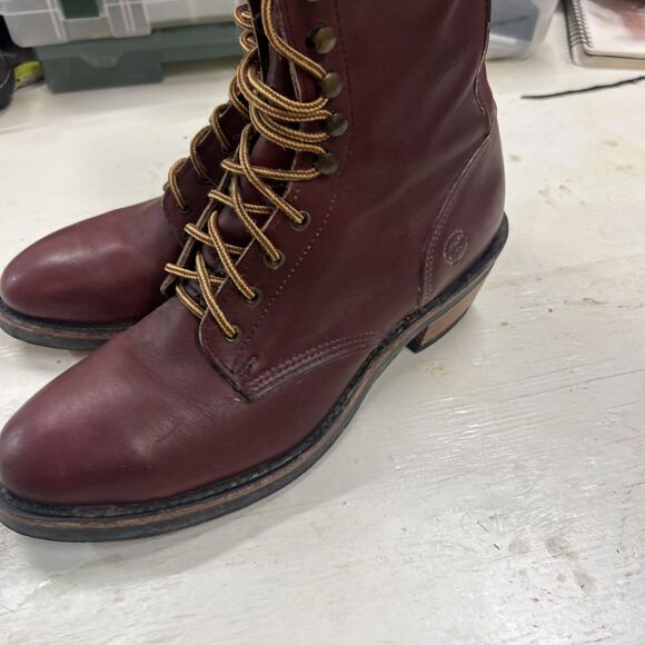 Vintage Double H Lacer Brown Unisex  Steel Toe Logging Boots 11D main image 14